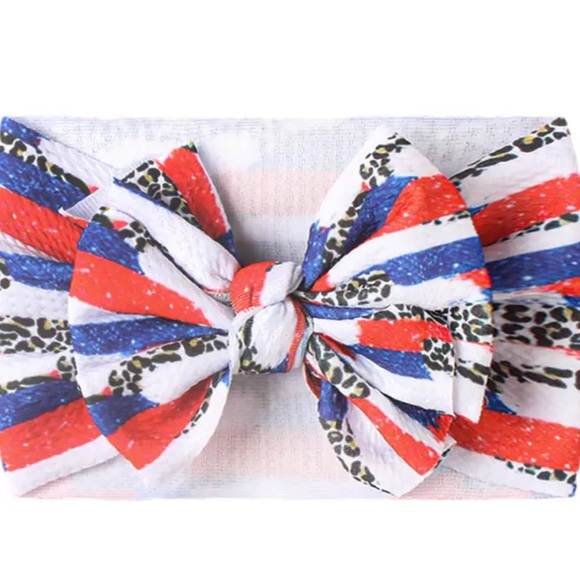 Other - 🦩Must Go🦩 Leopard American Flag Print Bow Headband